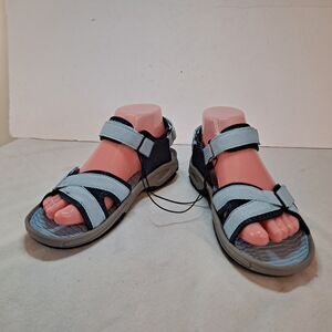 Khombu Shell Sandals Womens 6.5M Blue Adjustable Walking Outdoors Sports